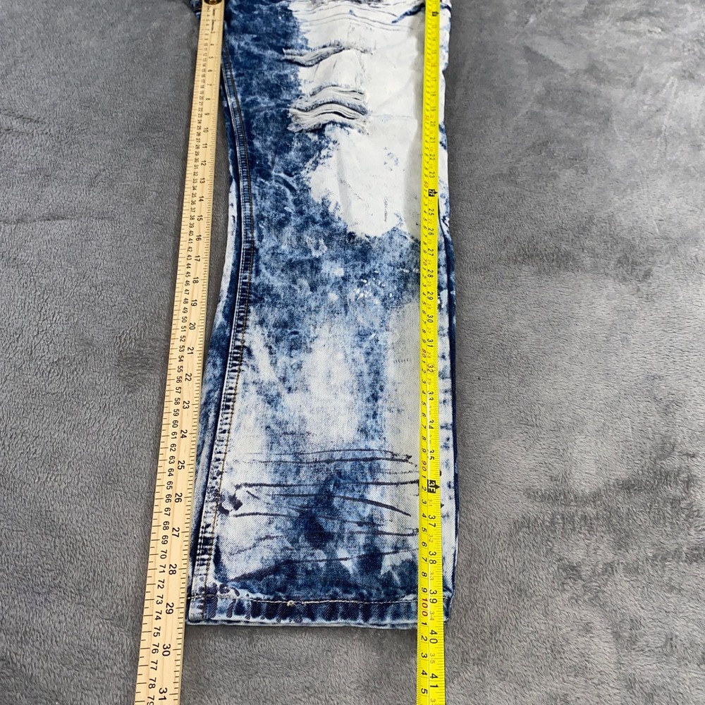 Switch Remarkable Jeans Mens 34x30 Blue Acid Wash Distressed Straight Streetwear - Picture 6 of 11